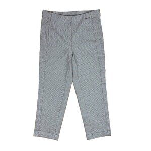 ANNE KLEIN Pullon Gray Houndstooth Office Comfy Stretchy Ankle Pants sz Small‎